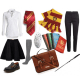 Combine your clothes with fun and evocative accessories, like a satchel and school books.