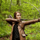 Katniss Everdeen hunting for dinner (in The Hunger Games).