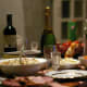 New Year's Eve feast, Russian style. Olivier is on the left.