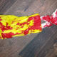 The skeleton arm and raincoat sleeve I used in my Georgie decoration after adding "blood"