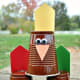 The turkey cups can be arranged in a standard bowling triangle or stacked in a pyramid.
