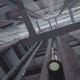 Live-action footage spliced within a matte painting.