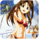 Naru wearing a two piece swimsuit.