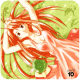 Naru lying on the grass.