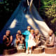 My mother, niece and the "Indians" camped out at their tepee