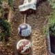 Güell Park in Barcelona decorated with bits of broken china and glass