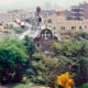 Hansel and Gretel-like building in Güell Park on hill overlooking Barcelona