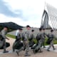The Class of 2012 basic trainees march past the Cadet Chapel on the first day of basic training at the U.S. Air Force Academy, Colo., June 26, 2008. In-procesing marks the start of 38 days of Basic Cadet Training. U.S. Air Force photo by Mike Kaplan