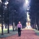 Tall stately trees and my hubby at the Hermitage