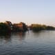 The sun is setting on the River Thames at Windsor at the end of a wonderful day