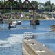 Boats lining up to enter Lake Washington