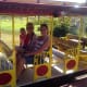 Riding the train at the Dole Plantation