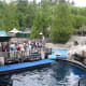 An outdoor scene at the aquarium