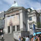 Robson Street and the art gallery; the Hotel Vancouver can be seen in the background