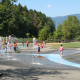 The children's water playground by the seawall