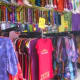 Clothing shops in Little India are very colourful.