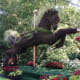 An ecosculpture of a carousel horse