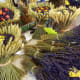 Bouquets of dried wildflower and lavender.