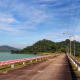 A street circumvents the lake.
