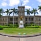 The King Kamehameha's statue in front of the Aliʻiōlani Hale.
