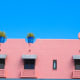 Blue planters decorating the roof of Royal Hawaiian Hotel.