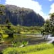 Ho'omaluhia Botanical Garden's reservoir lake.
