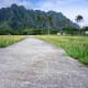 Kualoa Beach Park with the Ko'olau Mountain in the background.