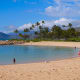 The lagoons are protected by barrier stone walls, which keep large waves and sharks out of them.