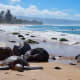 Laniakea Beach, also known as Turtle Beach.