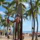 The iconic statue of the father of modern surfing, Duke Kahanamoku, in Waikiki Beach.