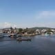 Motorboats are heading back to town.