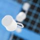 A closeup photo of the dangling marshmallow