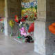 The cloisters at St. Edmundsbury Cathedral. Artwork by local school children.