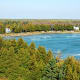 View of Lake Michigan from the top of Cana Island Lighthouse in Door County, Wisconsin
