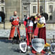 Dressing up outside Prague Castle.