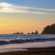 Rialto Beach at sunset at Olympic National Park near Seattle, Washington