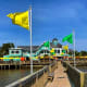 Duck, North Carolina Boardwalk on the Currituck Sound on the Outer Banks of North Carolina
