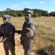 The supporters cheering at the Wright Brothers National Memorial in Kitty Hawk, NC - Outer Banks North Carolina
