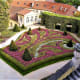 Well kept flower beds.