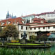 Prague Castle from the pond in Wallenstein Palace gardens.