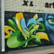 Colorful graffiti mural across from Baldwin Park