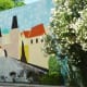 Mural in the parking lot at the Czech Center Museum