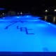 The pool at night.
