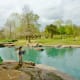 Enjoying the water feature in the park