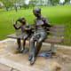 Another view of Grandma and Grandaughter on Bench