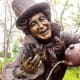 Closeup of Mad Hatter on Wonderland Sculpture