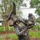 Closeup of the March Hare on Wonderland Sculpture