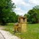 Little building along train tracks