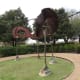 View of theTim Bailey Sculpture titled "Shady Grove" in Eleanor Tinsley Park, Houston