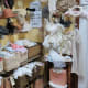 Room with vintage wedding apparel